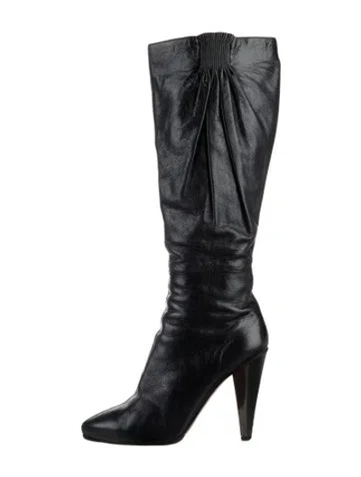 Pre-owned Miu Miu Leather Boots In Black