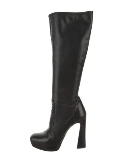 Pre-owned Miu Miu Leather Boots In Black