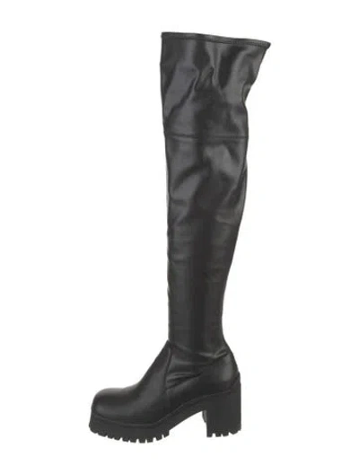 Pre-owned Miu Miu Leather Boots In Black