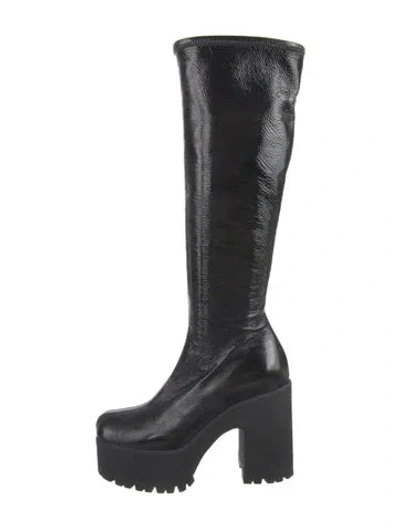 Pre-owned Miu Miu Leather Boots In Black