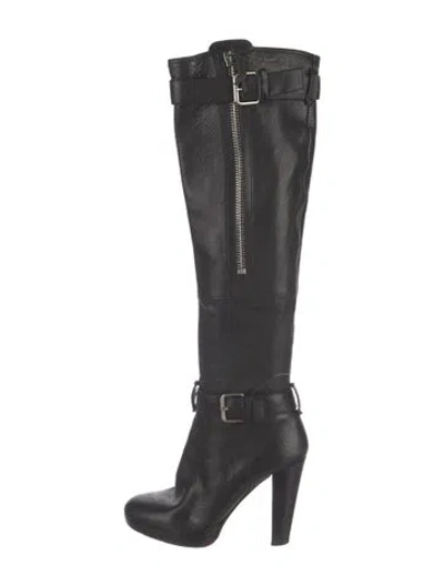 Pre-owned Miu Miu Leather Boots In Black