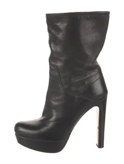 Pre-owned Miu Miu Leather Boots In Black