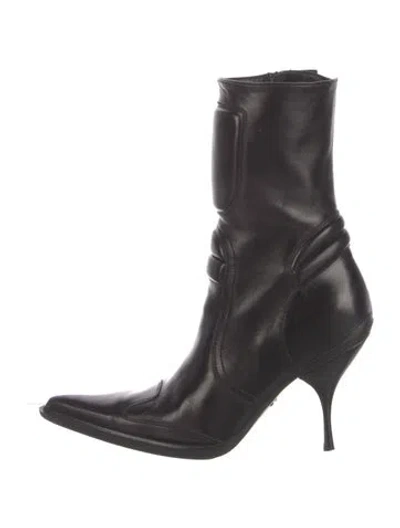 Pre-owned Miu Miu Leather Boots In Black