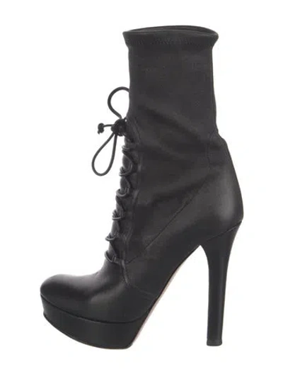 Pre-owned Miu Miu Leather Boots In Black