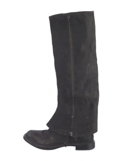 Pre-owned Miu Miu Leather Boots In Black