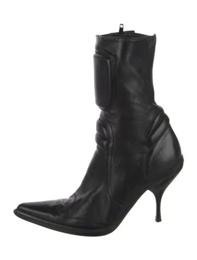 Pre-owned Miu Miu Leather Boots In Black