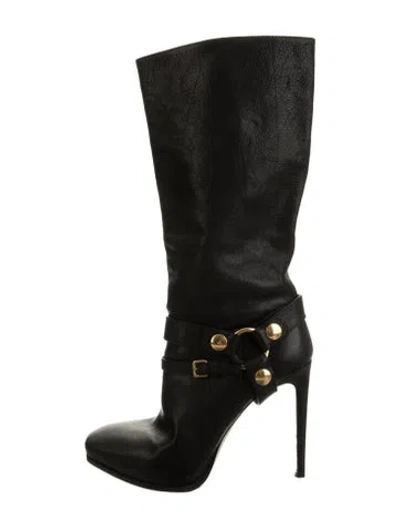 Pre-owned Miu Miu Leather Boots In Black