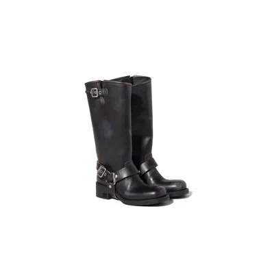 Miu Miu Leather Boots In Black