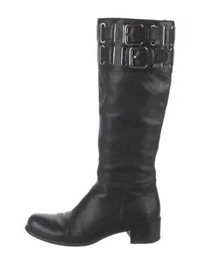 Pre-owned Miu Miu Leather Boots In Black