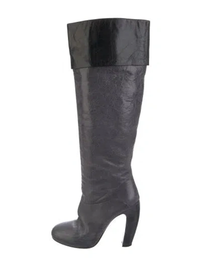 Pre-owned Miu Miu Leather Boots In Black/grey