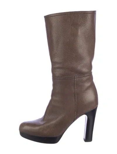 Pre-owned Miu Miu Leather Boots In Brown