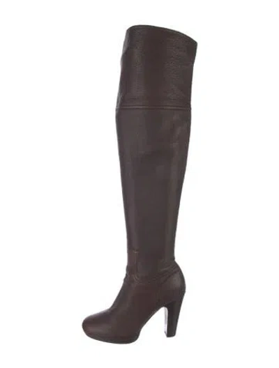 Pre-owned Miu Miu Leather Boots In Brown