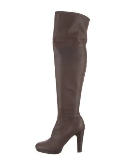 Pre-owned Miu Miu Leather Boots In Brown