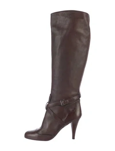 Pre-owned Miu Miu Leather Boots In Brown