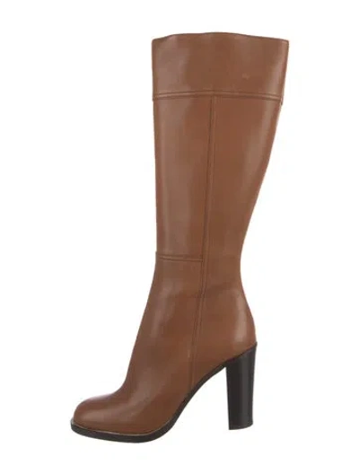 Pre-owned Miu Miu Leather Boots In Brown