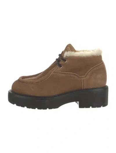 Pre-owned Miu Miu Leather Boots In Brown