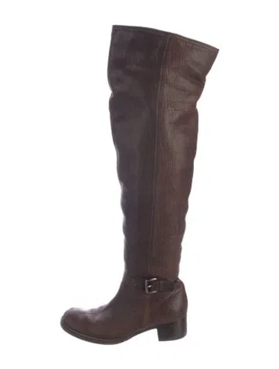 Pre-owned Miu Miu Leather Boots In Brown