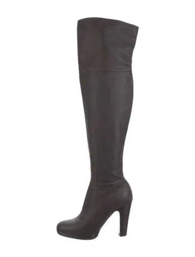 Pre-owned Miu Miu Leather Boots In Brown