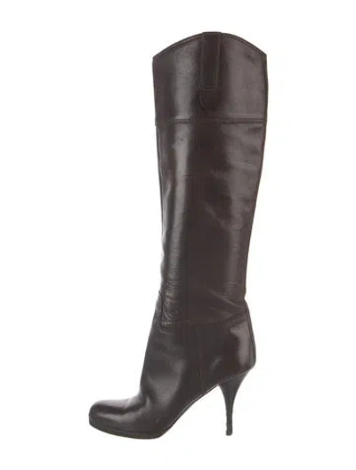 Pre-owned Miu Miu Leather Boots In Brown