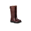Miu Miu Logo Leather Boots In Brown