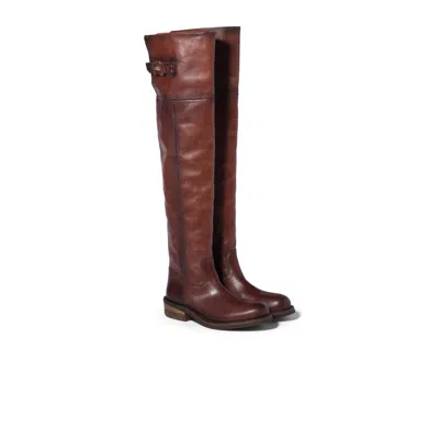 Miu Miu Leather Boots In Brown