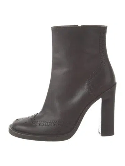 Pre-owned Miu Miu Leather Boots In Gray