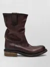 Miu Miu Leather Boots Pull Tabs Round Toe In Brown