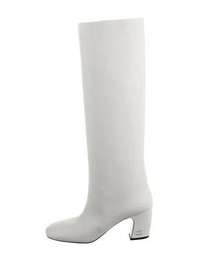 Pre-owned Miu Miu Leather Boots W/ Tags In White