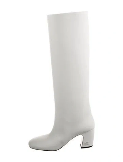 Pre-owned Miu Miu Leather Boots W/ Tags In White