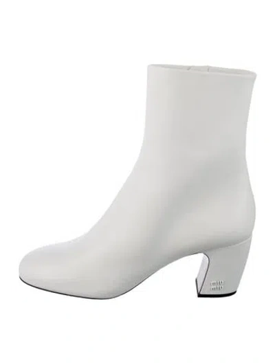 Pre-owned Miu Miu Leather Boots W/ Tags In White