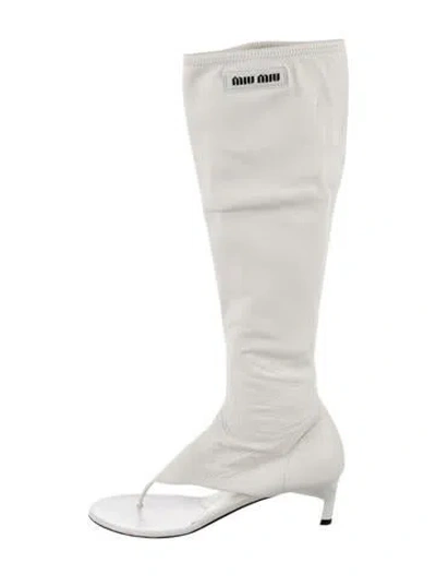 Pre-owned Miu Miu Leather Boots In White