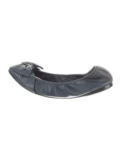 Pre-owned Miu Miu Leather Bow Accents Ballet Flats In Purple