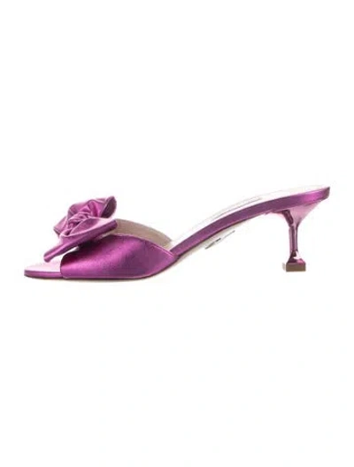 Pre-owned Miu Miu Leather Bow Accents Slides