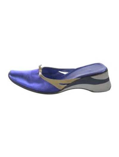 Pre-owned Miu Miu Leather Bow Accents Slingback Pumps In Blue
