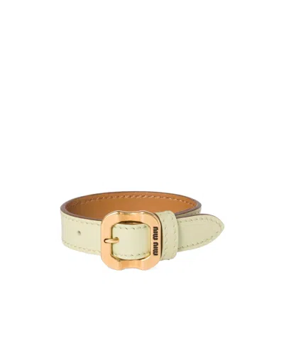 Miu Miu Leather Bracelet In Green