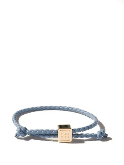 Miu Miu Leather Bracelet In Blue