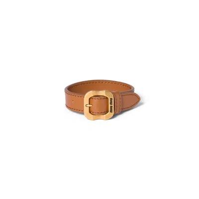 Miu Miu Leather Bracelet In Brown