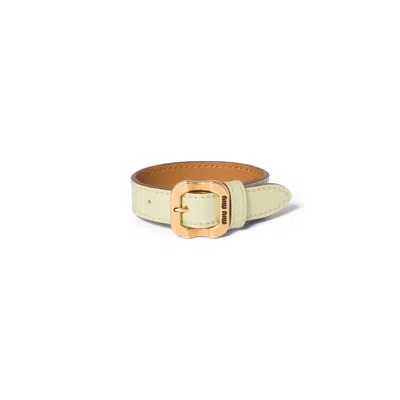Miu Miu Leather Bracelet In Green