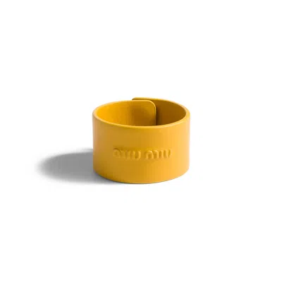 Miu Miu Leather Bracelet In Sunny Yellow
