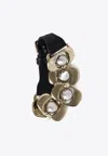 Miu Miu Leather Bracelet With Beaded-chain In Black