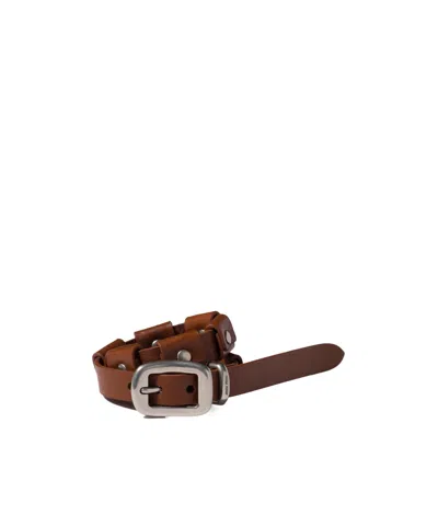 Miu Miu Leather Bracelet With Buckle In Brown