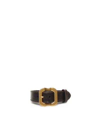 MIU MIU LEATHER BRACELET WITH BUCKLE