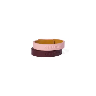 Miu Miu Leather Bracelets In Bordeaux/peach