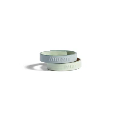 Miu Miu Leather Bracelets In Lake/aqua