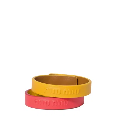 Miu Miu Leather Bracelets In Multi