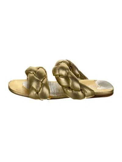 Pre-owned Miu Miu Leather Braided Accents Slides