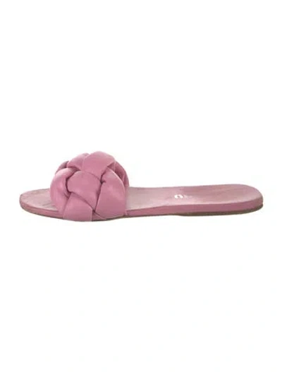 Pre-owned Miu Miu Leather Braided Accents Slides In Pink