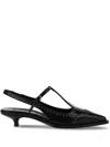 Miu Miu Leather Slingback Pumps In Black