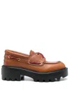 Miu Miu Lug Sole Boat Shoe In Brown