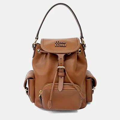 Pre-owned Miu Miu Leather Brown Backpack